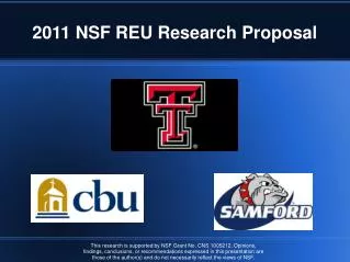 2011 NSF REU Research Proposal