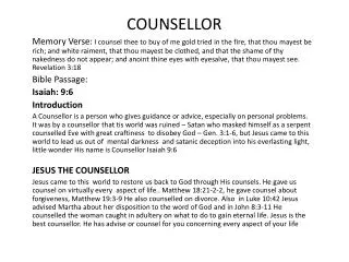 COUNSELLOR