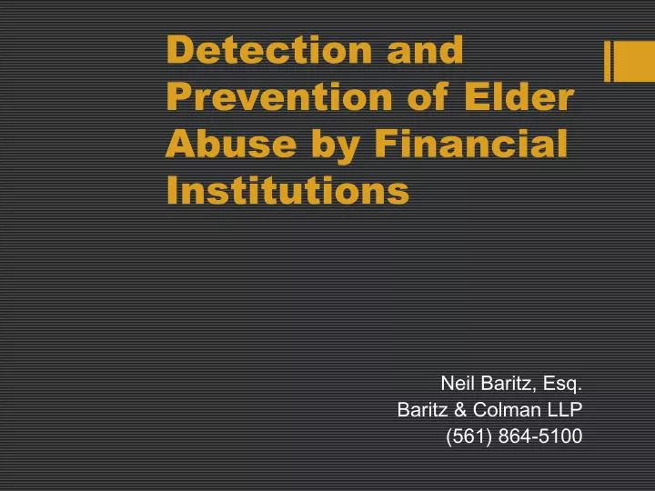 detection and prevention of elder abuse by financial institutions