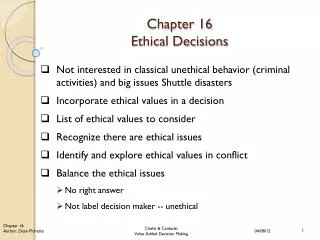 Chapter 16 Ethical Decisions
