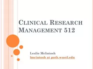 Clinical Research Management 512