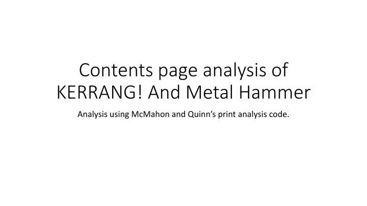 contents page analysis of kerrang and metal hammer