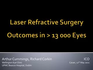 Laser Refractive Surgery Outcomes in &gt; 13 000 Eyes