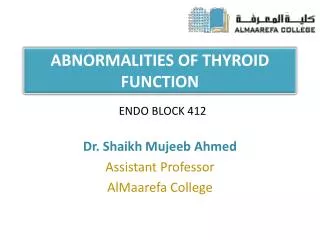 ABNORMALITIES OF THYROID FUNCTION