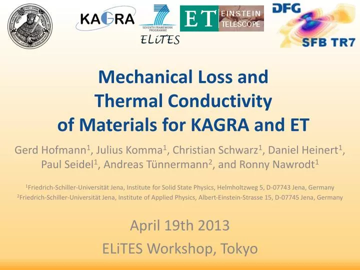 mechanical loss and thermal conductivity of materials for kagra and et