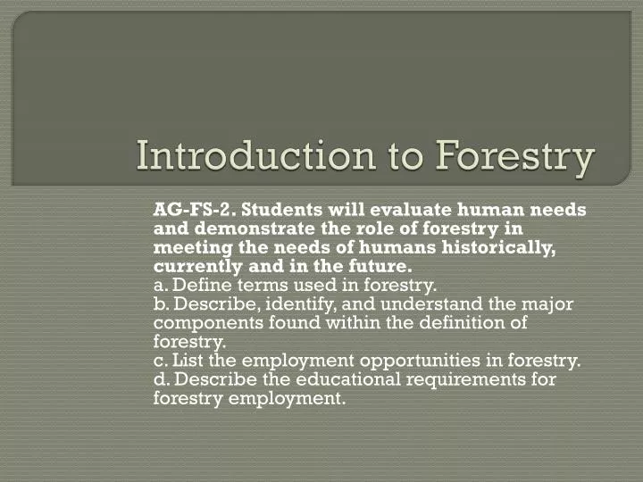 introduction to forestry