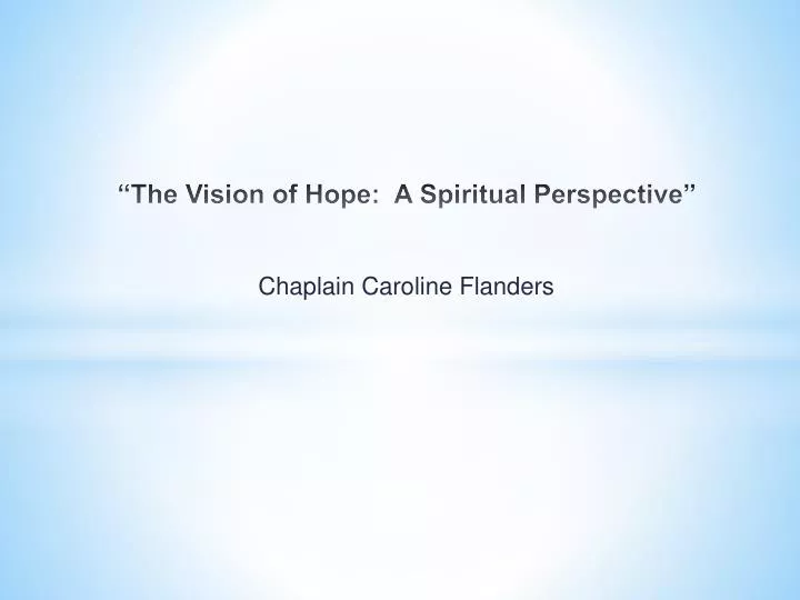 the vision of hope a spiritual perspective