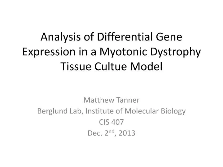 analysis of differential gene expression in a myotonic dystrophy tissue cultue model