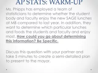 AP STATS: WARM-UP