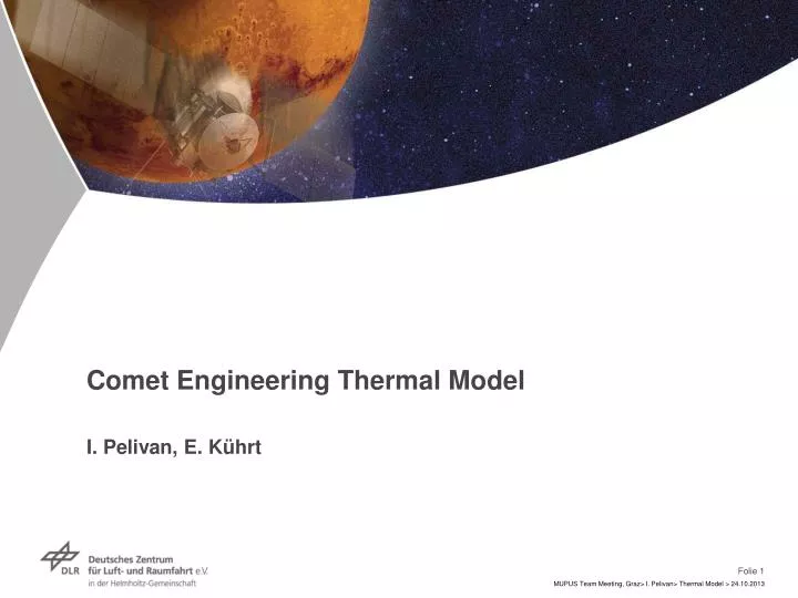 comet engineering thermal model i pelivan e k hrt