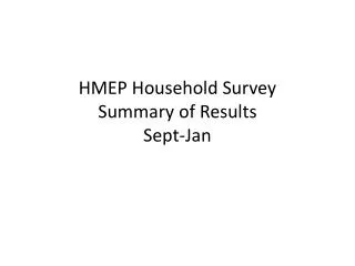 HMEP Household Survey Summary of Results Sept-Jan