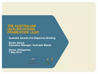 The Australian Qualifications Framework ( AQF )