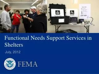 Functional Needs Support Services in Shelters