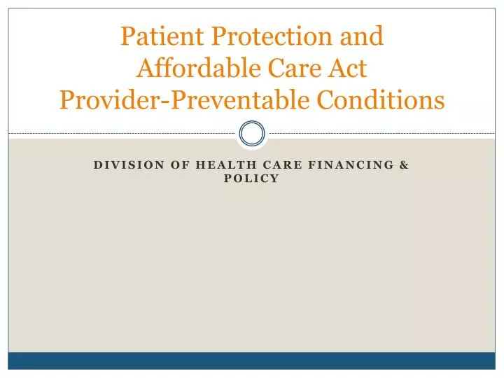 patient protection and affordable care act provider preventable conditions