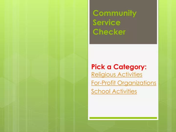 community service checker