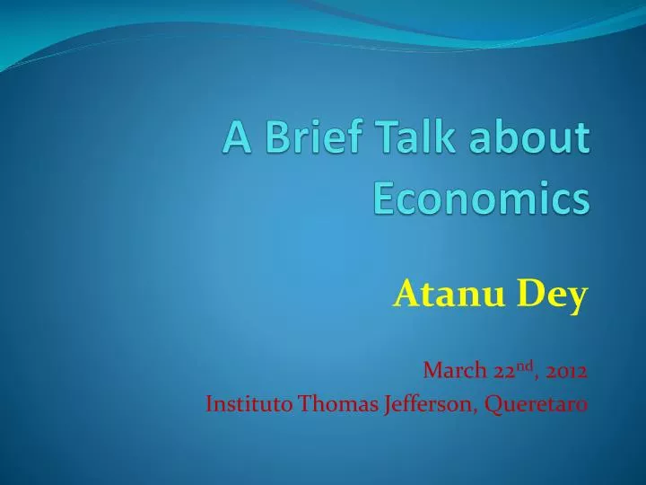 a brief talk about economics