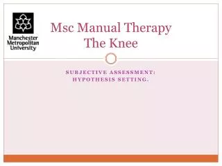 Msc Manual Therapy The Knee