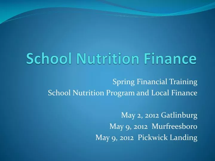 school nutrition finance