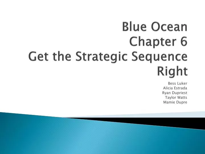 blue ocean chapter 6 get the strategic sequence right