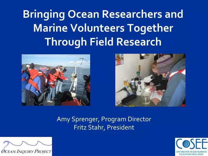 bringing ocean researchers and marine volunteers together through field research