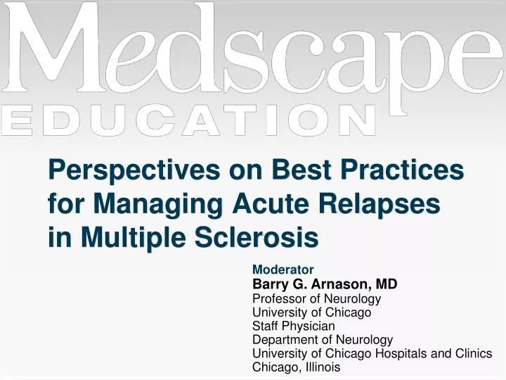 perspectives on best practices for managing acute relapses in multiple sclerosis