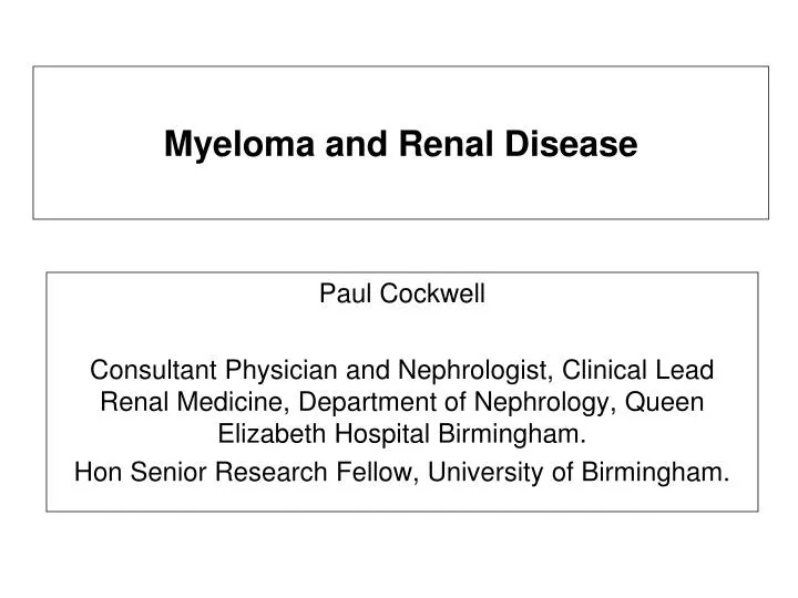 myeloma and renal disease