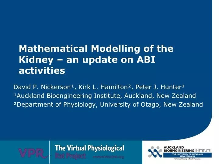 mathematical modelling of the kidney an update on abi activities