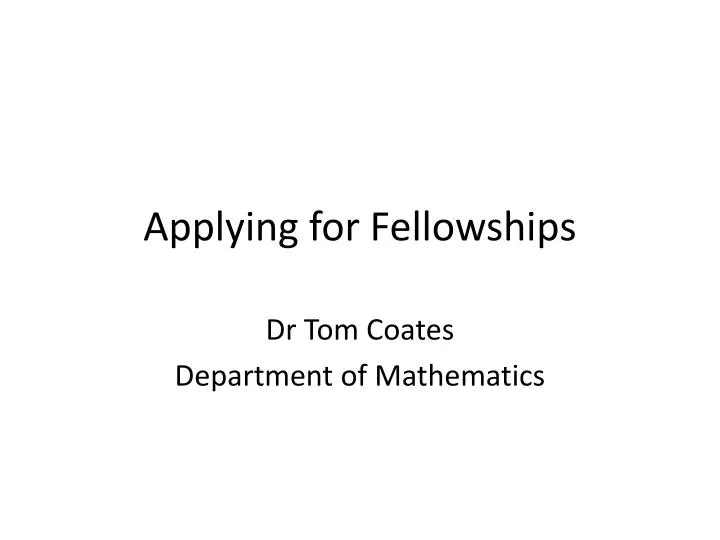 applying for fellowships