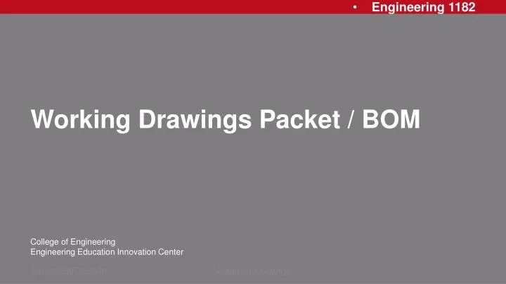 working drawings packet bom
