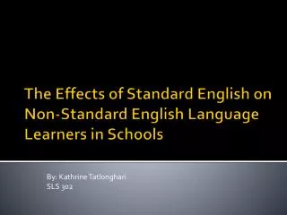 The Effects of Standard English on Non-Standard English Language Learners in Schools