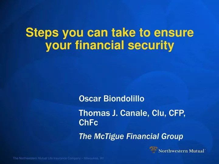 steps you can take to ensure your financial security