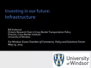 Investing in our future: Infrastructure