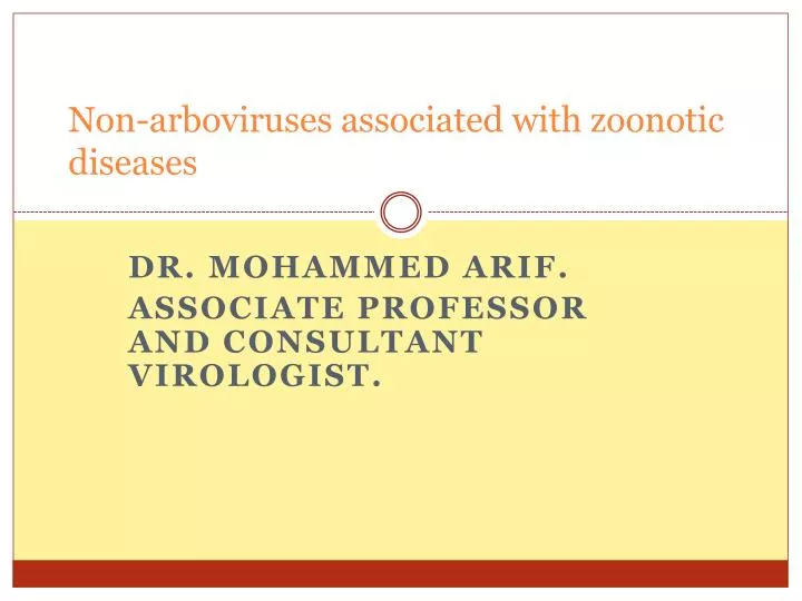 non arboviruses associated with zoonotic diseases