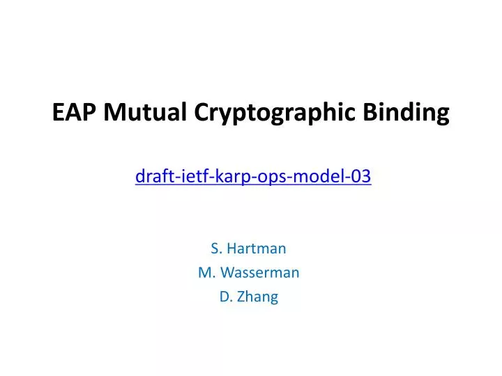 eap mutual cryptographic binding draft ietf karp ops model 03