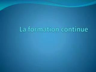 la formation continue