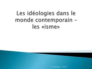 les id ologies dans le monde contemporain les isme