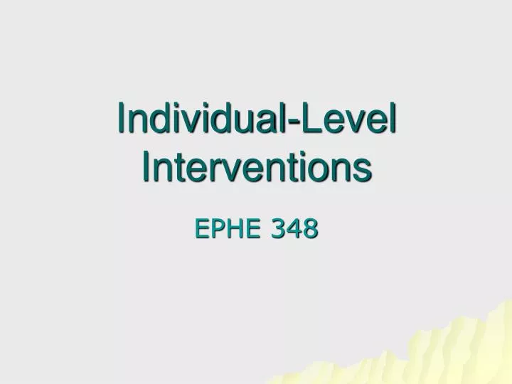 individual level interventions