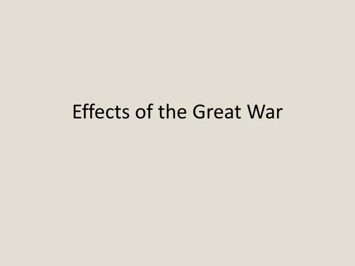 effects of the great war