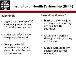 International Health Partnership (IHP+)