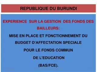 REPUBLIQUE DU BURUNDI
