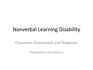 Nonverbal Learning Disability