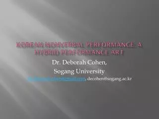 Korean Nonverbal Performance: a Hybrid PerformaNce art