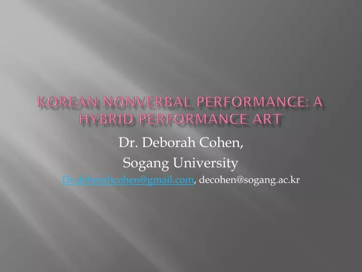 korean nonverbal performance a hybrid performance art