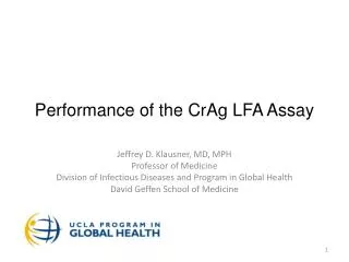 Performance of the CrAg LFA Assay