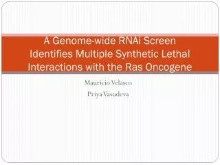 A Genome-wide RNAi Screen Identifies Multiple Synthetic Lethal Interactions with the Ras Oncogene