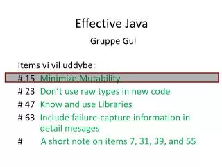 Effective Java Gruppe Gul