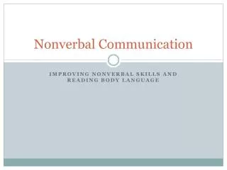 Nonverbal Communication