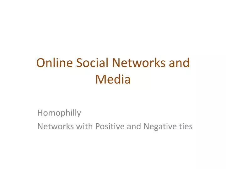 online social networks and media