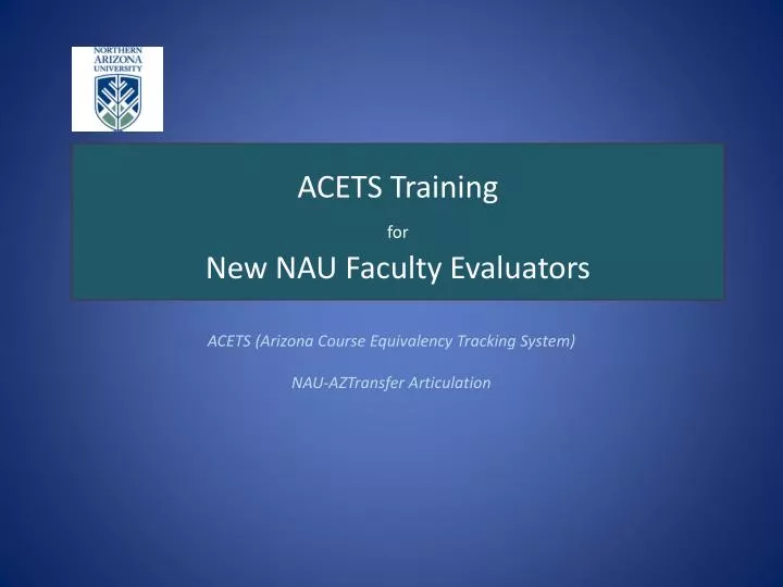 acets training for new nau faculty evaluators