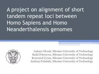 ?ukasz Olczak , Silesian University of Technology